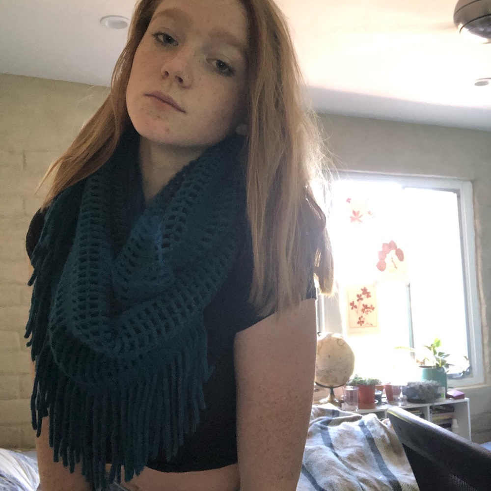 Blue knit scarf